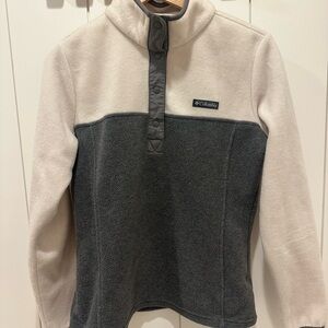 Columbia Two-Tone Fleece Snap Pullover - Cream & Charcoal